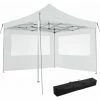 TECTAKE Faltbarer Garten Pavillon 3x3m Mit 2 Seitenteilen - Partyzelt, Anbaupavillon, Festzelt - Weiß -TECTAKE Shop 12289638 1