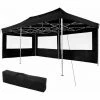 TECTAKE Faltbarer Garten Pavillon 3x6m Mit 2 Seitenteilen - Partyzelt, Anbaupavillon, Festzelt - Schwarz