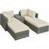 TECTAKE Rattan Lounge Mit Aluminiumgestell San Domino - Gartenlounge, Terrassenmöbel, Rattan Lounge - Grau