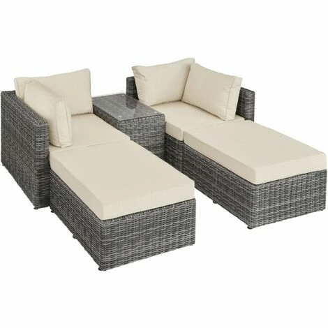TECTAKE Rattan Lounge mit Aluminiumgestell San Domino - Gartenlounge, Terrassenmöbel, Rattan Lounge - grau TECTAKE Rattan Lounge Mit Aluminiumgestell San Domino - Gartenlounge, Terrassenmöbel, Rattan Lounge - Grau -TECTAKE Shop 12686194 1