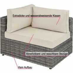TECTAKE Rattan Lounge Mit Aluminiumgestell San Domino - Gartenlounge, Terrassenmöbel, Rattan Lounge - Grau 5 TECTAKE Rattan Lounge Mit Aluminiumgestell San Domino - Gartenlounge, Terrassenmöbel, Rattan Lounge - Grau -TECTAKE Shop 12686194 4