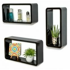 TECTAKE Quader Wandregal Leonie - Hängeregal, CD/DVD Regal, Offenes Regal - Schwarz -TECTAKE Shop 13287238 4