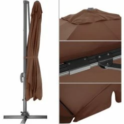 TECTAKE Sonnenschirm Ampelschirm 424cm Mit Fußpedal - Ampelschirm, Sonnenschutz, Gartenschirm - Braun -TECTAKE Shop 13396710 5