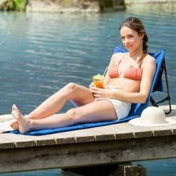 TECTAKE 2 Strandmatten Mit Verstellbaren Lehnen - Strandmatten Mit Lehne, Campingmatten Mit Rückenlehne, Strandmatratzen - Blau -TECTAKE Shop 13515471 3