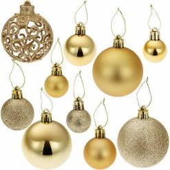 TECTAKE 100 Christbaumkugeln Unzerbrechlich In Gold - Weihnachtskugeln, Weihnachtsbaumschmuck, Christbaumschmuck -TECTAKE Shop 16035493 5