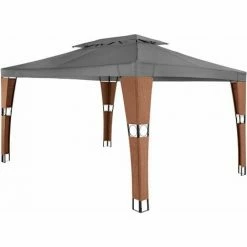 TECTAKE Rattan Garten Pavillon Mona 3x4m - Pavillon, Gartenpavillon, Partyzelt - Braun/anthrazit