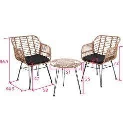 TECTAKE Rattan-Sitzgruppe Molfetta 2+1 - Rattan-Sitzgruppe, Rattanset, Geflechtsessel - Natur -TECTAKE Shop 23471667 3