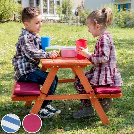 TECTAKE Kinderpicknickbank mit Polsterauflagen - Kindertisch, Kinderbank, Picknicktisch - rot TECTAKE Kinderpicknickbank Mit Polsterauflagen - Kindertisch, Kinderbank, Picknicktisch - Rot -TECTAKE Shop 23571181 2