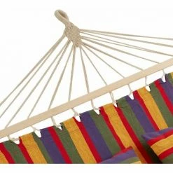 TECTAKE Hängematte Eden - Hängematte Für Zwei Personen, Doppelhängematte, Stabhängematte - Bunt Gestreift -TECTAKE Shop 24487783 4