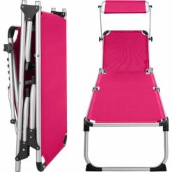 TECTAKE Sonnenliege Aurelie Aus Aluminium, 6-stufig - Strandliege, Beachliege, Sonnenliege - Pink -TECTAKE Shop 26614280 4