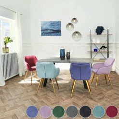 TECTAKE Stuhl Marilyn Samtoptik, Goldene Stuhlbeine - Stuhl, Esszimmerstuhl, Wohnzimmerstuhl - Blau/gold 4 TECTAKE Stuhl Marilyn Samtoptik, Goldene Stuhlbeine - Stuhl, Esszimmerstuhl, Wohnzimmerstuhl - Blau/gold -TECTAKE Shop 28040612 3