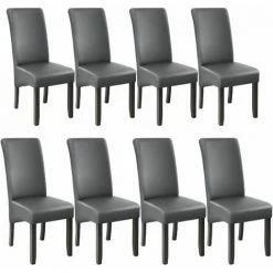 TECTAKE 8 Esszimmerstühle, Ergonomisch, Massives Hartholz - Küchenstuhl, Freischwinger, Armlehnstuhl - Grau