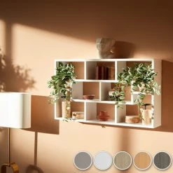 TECTAKE Regal Kassandra - Regal Mit Acht Fächern, Standregal, Wandregal - Eiche Geschliffen 4 TECTAKE Regal Kassandra - Regal Mit Acht Fächern, Standregal, Wandregal - Eiche Geschliffen -TECTAKE Shop 28163461 3