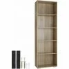 TECTAKE Bücherregal Lexi 5 Fächer 60x30x190cm - Bücherregal Mit 5 Fächern, Standregal, Beistellregal - Eiche Matt