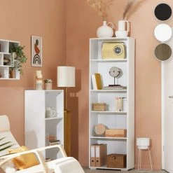 TECTAKE Bücherregal Lexi 5 Fächer 60x30x190cm - Bücherregal Mit 5 Fächern, Standregal, Beistellregal - Eiche Matt -TECTAKE Shop 28184159 3