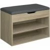 TECTAKE Schuhbank Jasmina Mit Sitzpolster 60x30x43,5cm - Schuhregal, Sitzbank, Sitztruhe - Holzdekor