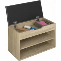 TECTAKE Schuhbank Jasmina Mit Sitzpolster 60x30x43,5cm - Schuhregal, Sitzbank, Sitztruhe - Holzdekor -TECTAKE Shop 28184163 5