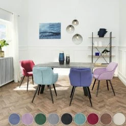 TECTAKE 2er Set Stuhl Marilyn Samtoptik, Schwarze Stuhlbeine - Stuhl, Esszimmerstuhl, Wohnzimmerstuhl - Bordeaux/schwarz -TECTAKE Shop 28361107 4