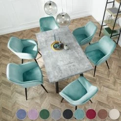 TECTAKE 8er Set Stuhl Marilyn Samtoptik, Schwarze Stuhlbeine - Stuhl, Esszimmerstuhl, Wohnzimmerstuhl - Bordeaux/schwarz -TECTAKE Shop 28361112 3