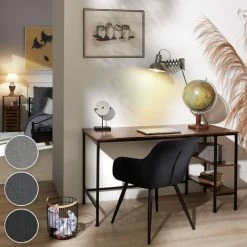 TECTAKE 6er Set Stuhl Marilyn Leinenoptik, Schwarze Stuhlbeine - Esszimmerstuhl, Wohnzimmerstuhl, Küchenstuhl - Schwarz -TECTAKE Shop 28439973 3