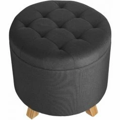 TECTAKE Sitzhocker Suna In Leinenoptik 150kg Mit Stauraum - Hocker, Möbel, Aufbewahrungsfußhocker - Dunkelgrau -TECTAKE Shop 32160917 4