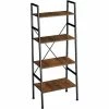 TECTAKE Leiterregal Newcastle 57,5 X 35,5 X 139cm - Leiterregal Mit 4 Ebenen, Standregal, Bücherregal - Industrial Dunkelbraun -TECTAKE Shop 37445495 1