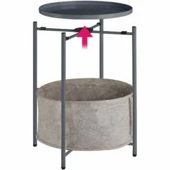 TECTAKE Beistelltisch Canterbury 45,5x45,5x53cm - Beistelltisch Rund, Couchtisch, Sofatisch - Dunkelgrau -TECTAKE Shop 39355870 3