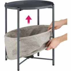 TECTAKE Beistelltisch Canterbury 45,5x45,5x53cm - Beistelltisch Rund, Couchtisch, Sofatisch - Dunkelgrau -TECTAKE Shop 39355870 4