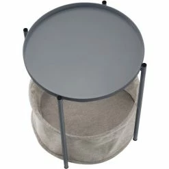 TECTAKE Beistelltisch Canterbury 45,5x45,5x53cm - Beistelltisch Rund, Couchtisch, Sofatisch - Dunkelgrau -TECTAKE Shop 39355870 5