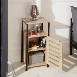 TECTAKE Beistellschrank Durham 38,5x31,5x81cm - Nachttisch, Nachtschrank, Schlafzimmerschrank - Industrial Dunkelbraun -TECTAKE Shop 44487051 3