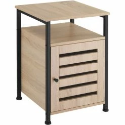 TECTAKE Beistellschrank Cork 40,5x40,5x60,5cm - Nachttisch, Nachtschrank, Schlafzimmerschrank - Industrial Holz Hell, Eiche Sonoma