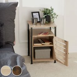 TECTAKE Beistellschrank Cork 40,5x40,5x60,5cm - Nachttisch, Nachtschrank, Schlafzimmerschrank - Industrial Holz Hell, Eiche Sonoma -TECTAKE Shop 44495330 3