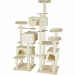 TECTAKE Kratzbaum Entissar 214cm - Katzenbaum, Katzenkratzbaum, Katzenhaus - Beige