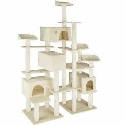 TECTAKE Kratzbaum Entissar 214cm - Katzenbaum, Katzenkratzbaum, Katzenhaus - Beige -TECTAKE Shop 45884899 3