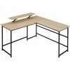 TECTAKE Schreibtisch Melrose 140x130x76,5cm - L-förmiger Computertisch Mit Monitoraufsatz, Eckschreibtisch, Bürotisch - Industrial Holz Hell, Eiche Sonoma -TECTAKE Shop 45884902 1