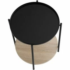 TECTAKE Beistelltisch Sunderland 45,5x54,5cm - Beistelltisch Rund, Tabletttisch, Wohnzimmertisch - Industrial Holz Hell, Eiche Sonoma -TECTAKE Shop 46255257 3