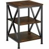 TECTAKE Beistelltisch Nottingham 40,5x40,5x60,5cm - Beistelltisch Industrial Style, Couchtisch, Sofatisch - Industrial Dunkelbraun
