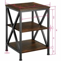 TECTAKE Beistelltisch Nottingham 40,5x40,5x60,5cm - Beistelltisch Industrial Style, Couchtisch, Sofatisch - Industrial Dunkelbraun -TECTAKE Shop 46255266 5
