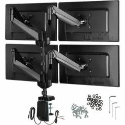 TECTAKE Monitor Tischhalterung Für 4 Monitore Von 13" Bis 32" - Monitortischhalterung, Monitorständer