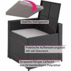 TECTAKE Rattan Lounge Verona - Rattan-Lounge, Rattan-Gartenmöbel, Balkonmöbel - Schwarz -TECTAKE Shop 47380938 3