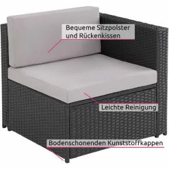 TECTAKE Rattan Lounge Verona - Rattan-Lounge, Rattan-Gartenmöbel, Balkonmöbel - Schwarz -TECTAKE Shop 47380938 4