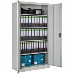 TECTAKE 2er Set Aktenschrank Mit 5 Böden 180x90x40cm - Büroschrank, Rolladenschrank, Hängeregisterschrank - Grau -TECTAKE Shop 47380940 3