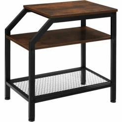 TECTAKE Beistelltisch Plymouth 36,5x58,5x59,5cm - Nachttisch, Schlafzimmertisch, Wohnzimmertisch - Industrial Dunkelbraun