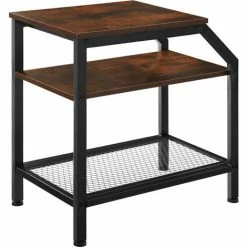 TECTAKE Beistelltisch Plymouth 36,5x58,5x59,5cm - Nachttisch, Schlafzimmertisch, Wohnzimmertisch - Industrial Dunkelbraun -TECTAKE Shop 47380943 4