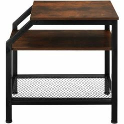TECTAKE Beistelltisch Plymouth 36,5x58,5x59,5cm - Nachttisch, Schlafzimmertisch, Wohnzimmertisch - Industrial Dunkelbraun -TECTAKE Shop 47380943 5