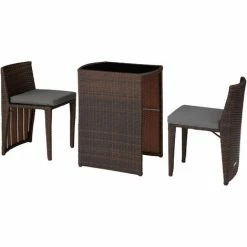 TECTAKE Aluminium Rattanset Bistro Hamburg - Gartenlounge, Terrassenmöbel, Rattan Lounge - Schwarz/braun