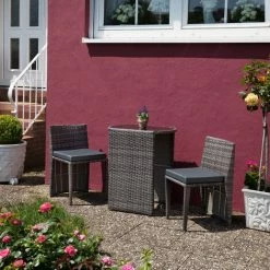 TECTAKE Aluminium Rattanset Bistro Hamburg - Gartenlounge, Terrassenmöbel, Rattan Lounge - Schwarz/braun -TECTAKE Shop 47517578 3