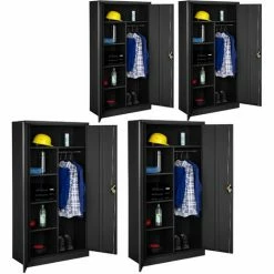 TECTAKE Shop 30 TECTAKE 4er Set Spind Mit 6 Fächern Und Kleiderstange 180x90x40cm - Stahlschrank, Schließfach, Kleiderspind - Schwarz