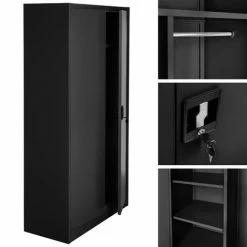 TECTAKE 4er Set Spind Mit 6 Fächern Und Kleiderstange 180x90x40cm - Stahlschrank, Schließfach, Kleiderspind - Schwarz -TECTAKE Shop 47517582 5