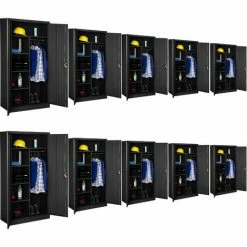 TECTAKE Shop 20 TECTAKE 10er Set Spind Mit 6 Fächern Und Kleiderstange 180x90x40cm - Stahlschrank, Schließfach, Kleiderspind - Schwarz
